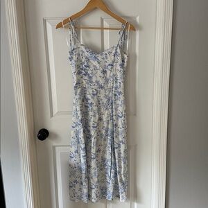 Miami Blue and White Floral Midi Dress